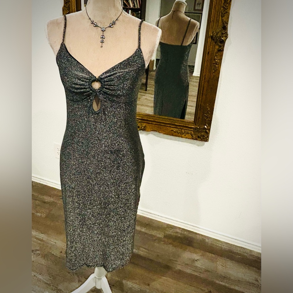 Silver sparkle mini cocktail dress NWT size large